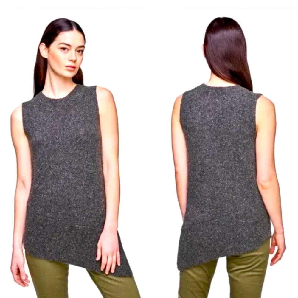 White + Warren 100% Cashmere Asymmetrical Sleeveless Sweater Vest, Size M, new